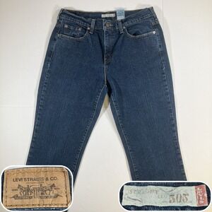 Levis 505 Jeans Womens 8M Medium Wash Straight Leg Stretch Denim